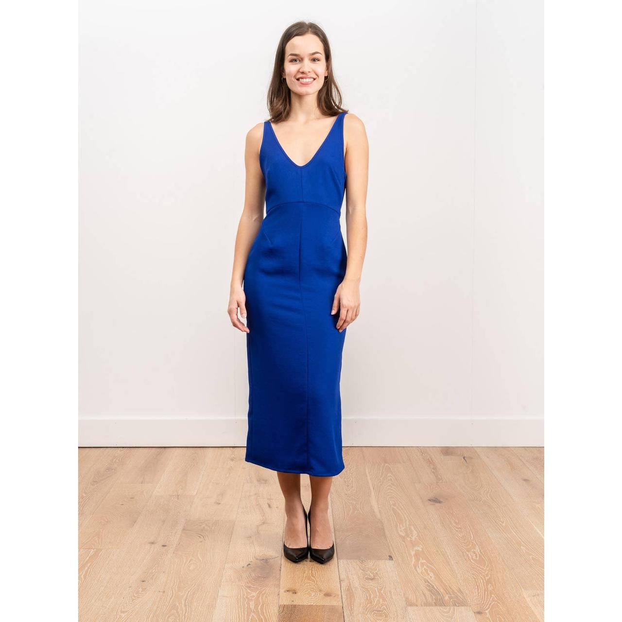 Rachel Comey Prim Dress V Neck Midi Length Klein