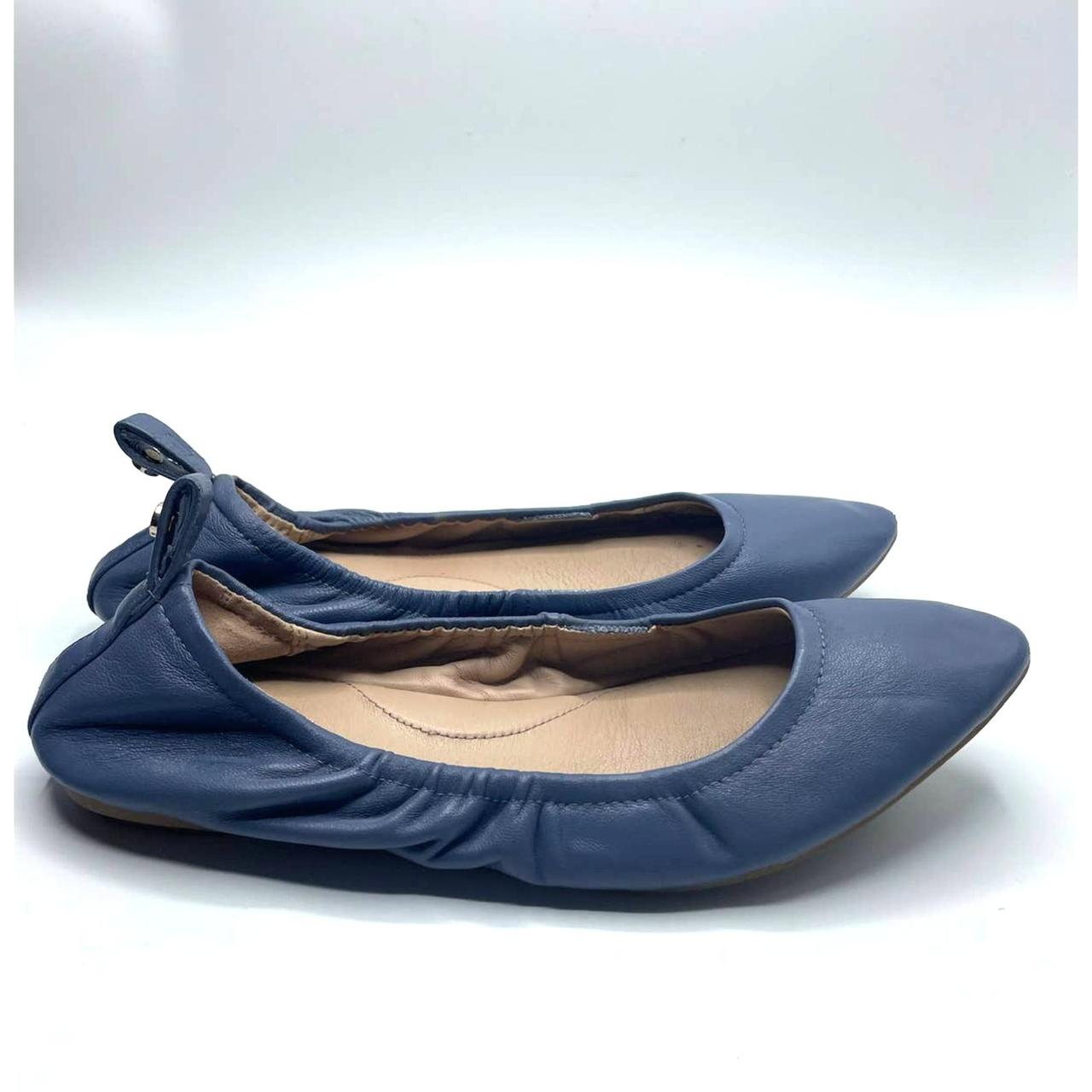 Blue ballet shoes online with ribbon