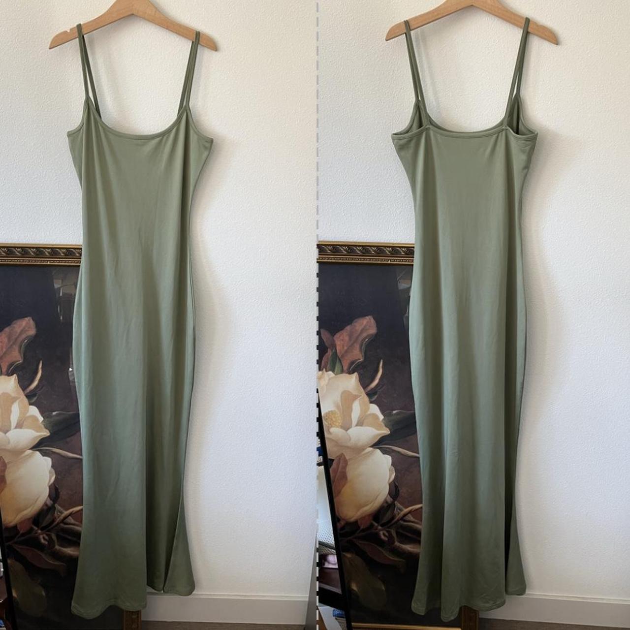 light green bodycon maxi slip dress size extra small... - Depop