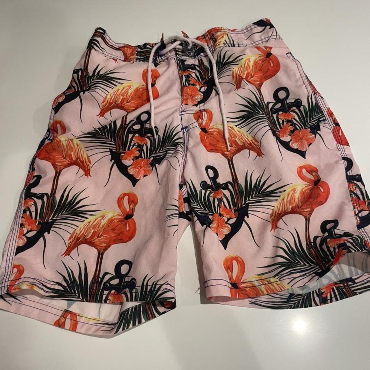 Active Wear Uzzi tropical flaming pink swim shorts Depop