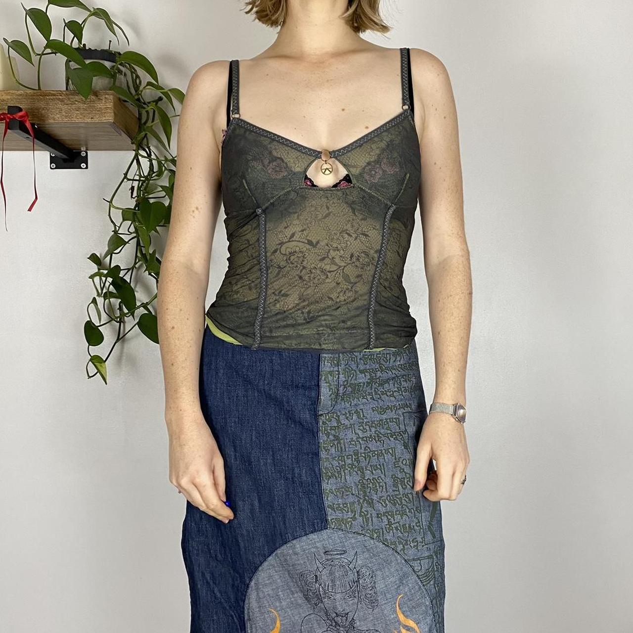 90s vintage mesh cami top size S double layered - Depop