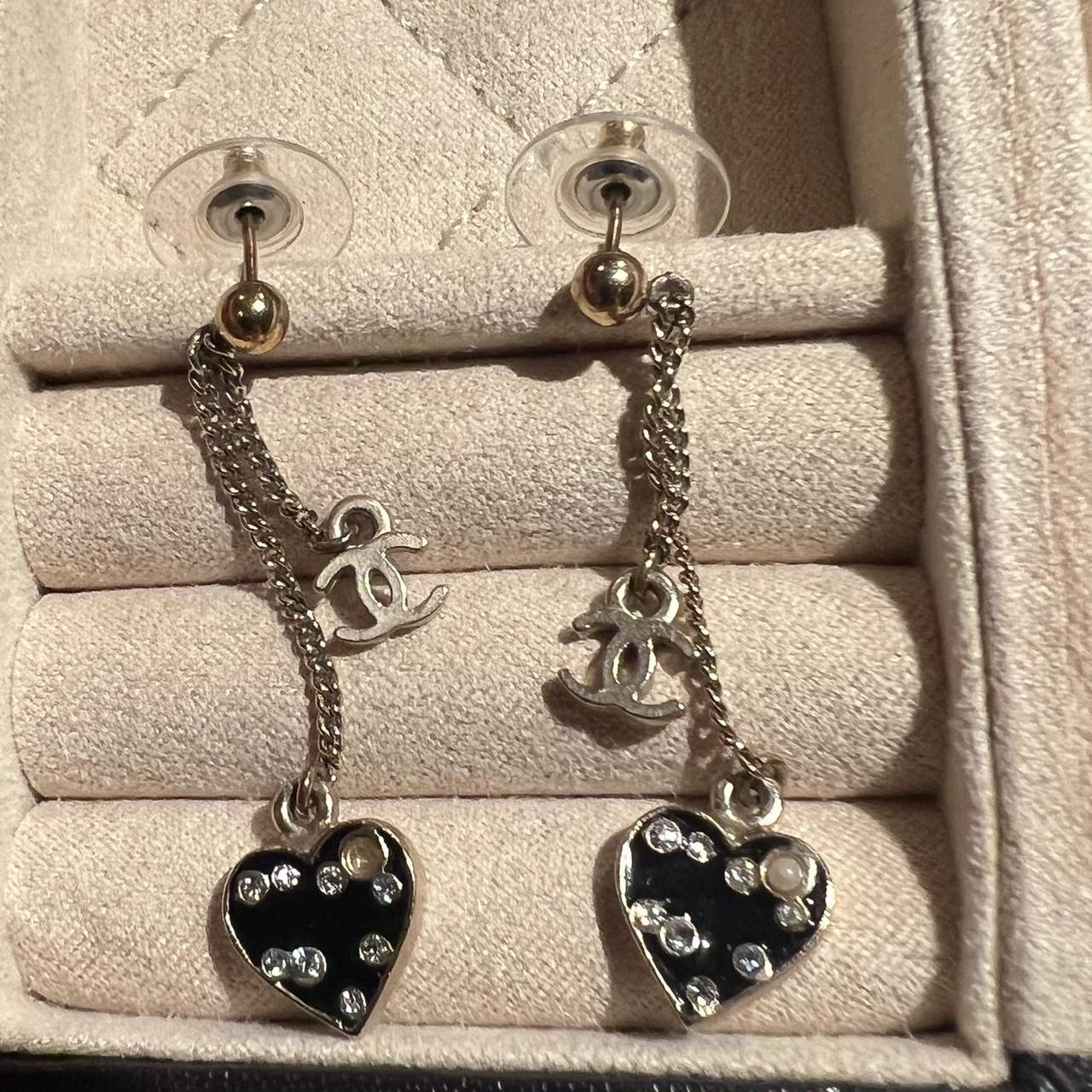 Chanel CC Enamel Dangle Earrings