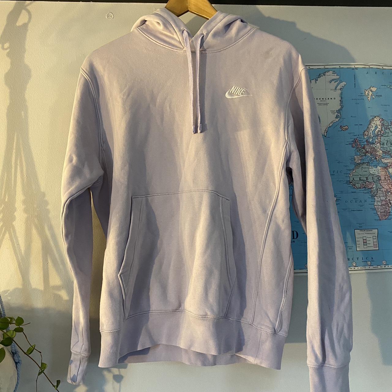 Lilac Nike hoodie. Size XS Men s. Small mark above Depop