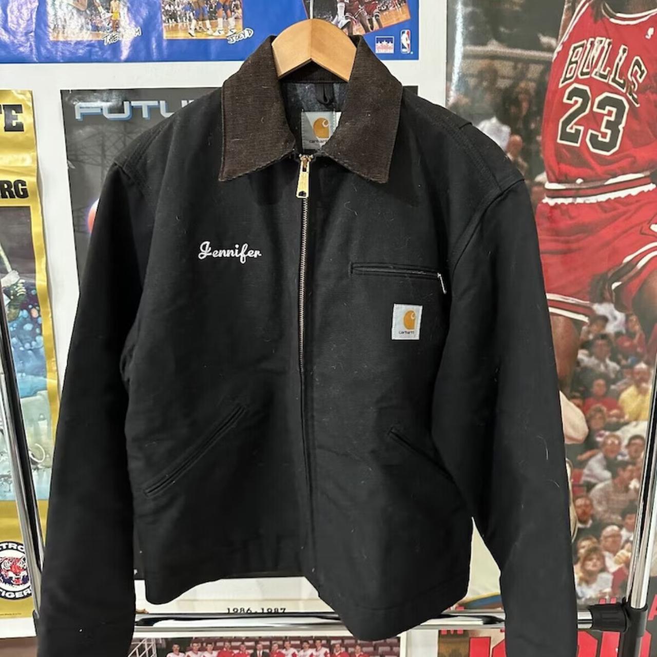 Vintage 90s Carhartt Detroit JB105 Faded Black... - Depop