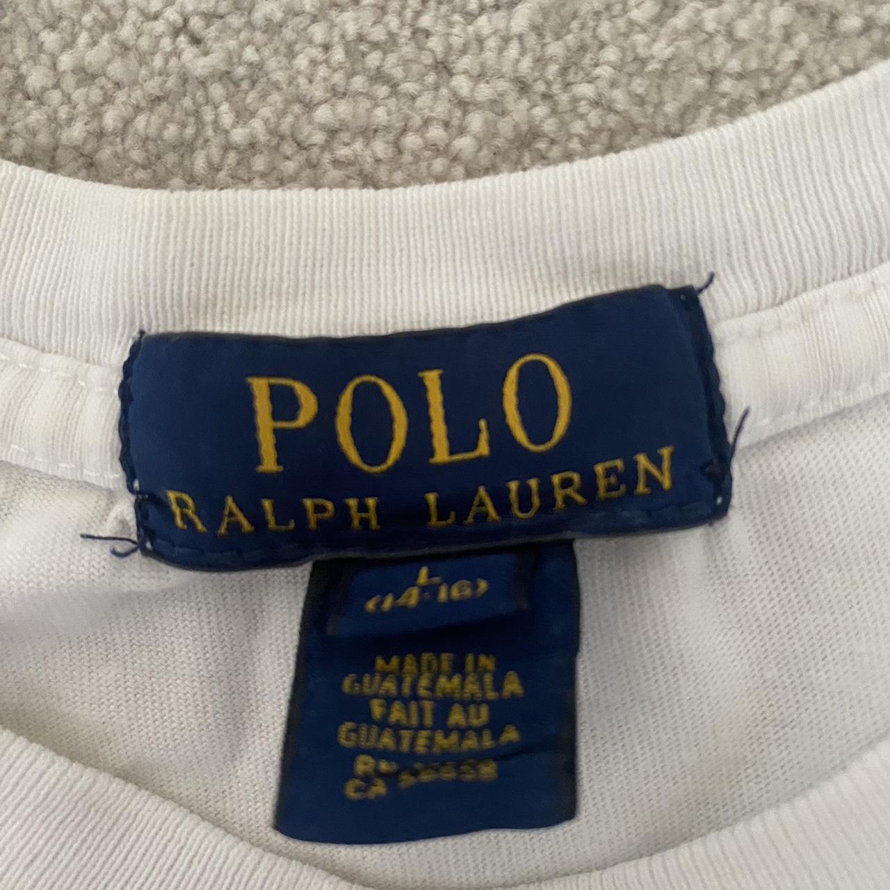 Polo Ralph Lauren plain white top Size L Small stain... - Depop