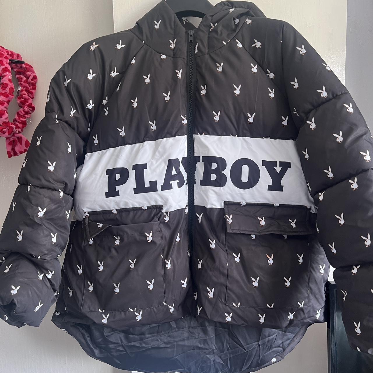 Playboy x missguided black puffer coat. Worn once, | Depop