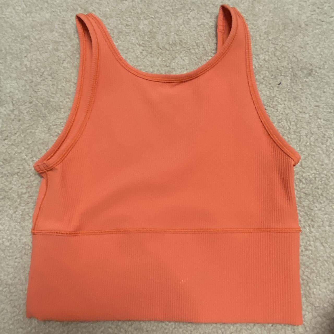 Orange Strappy Cross Back Lululemon Tank Top Size - Depop