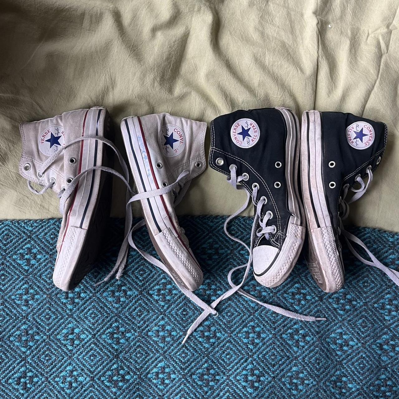 Really used black and white converse both women’s... - Depop