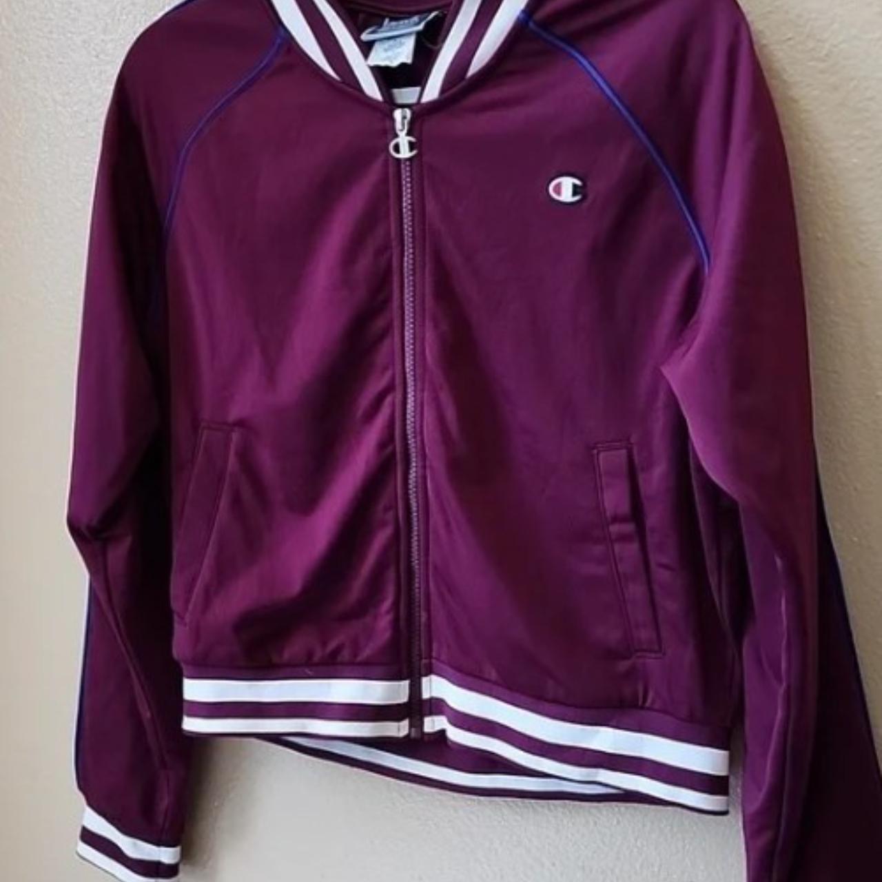 Champion Varsity Jacket Maroon Women's Size:... - Depop