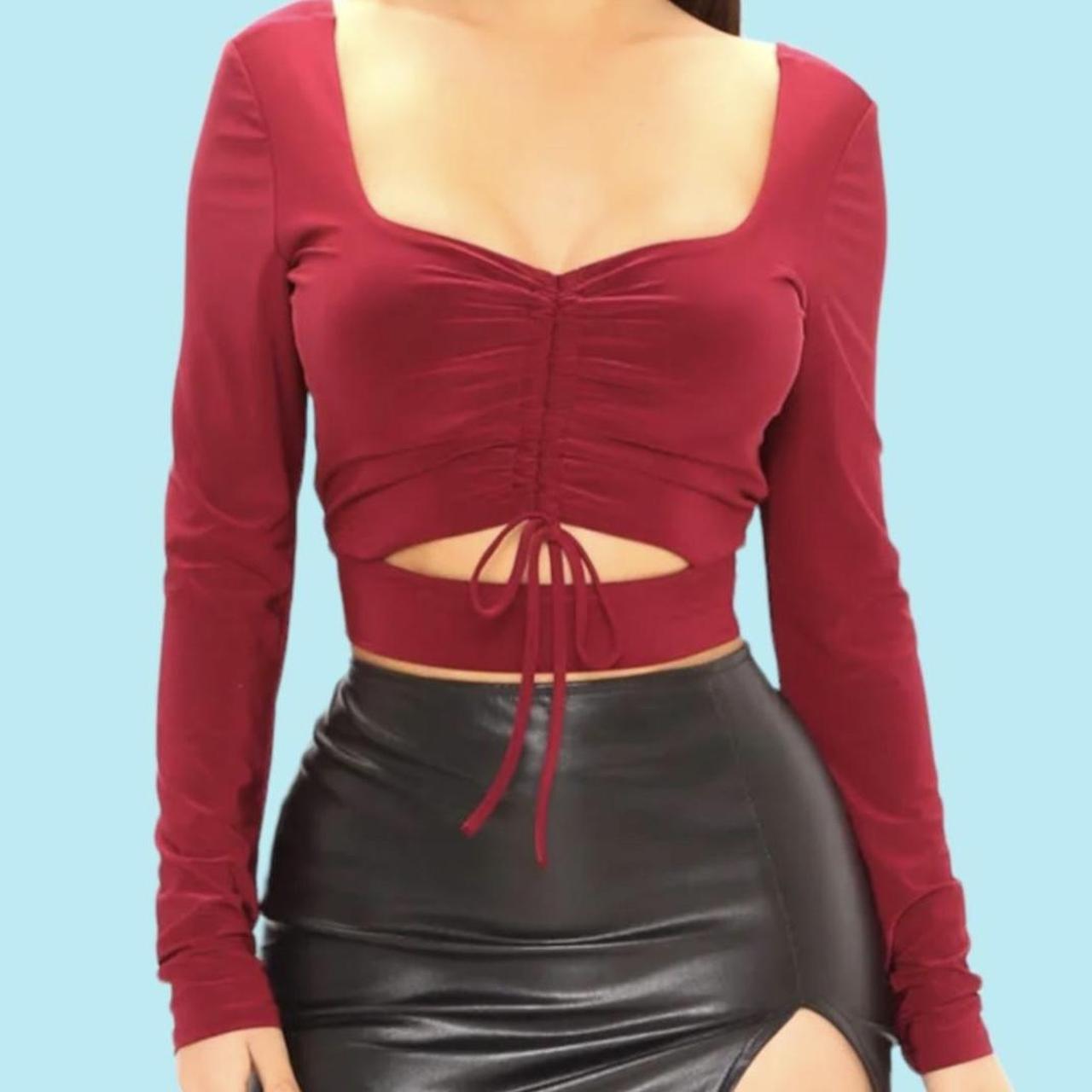 Product Image 1 - # Burgundy long sleeve crop