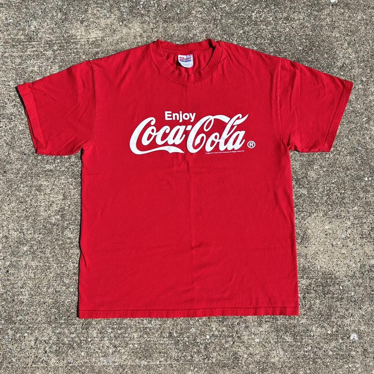 Coca-Cola Men's Red and White T-shirt | Depop