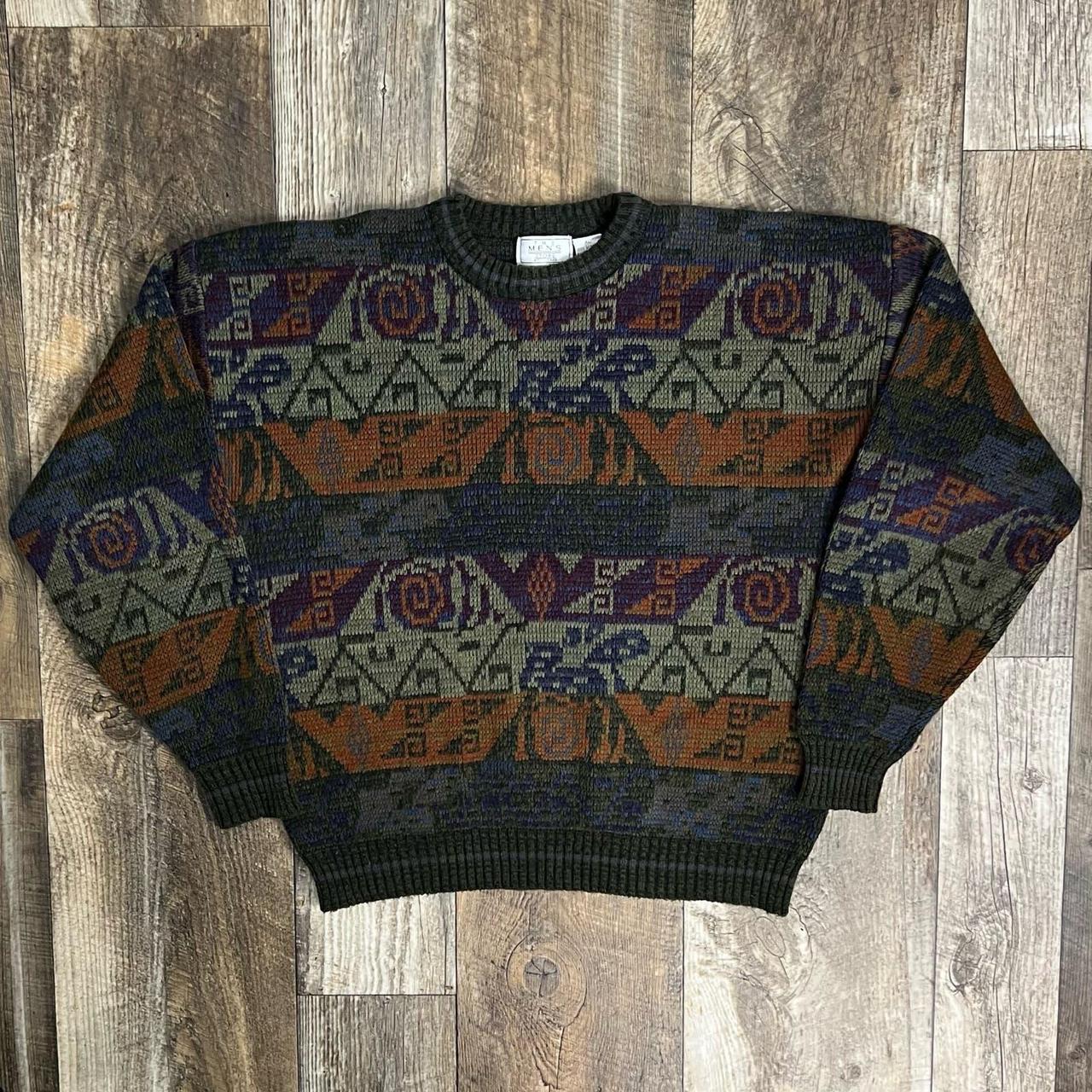 Vintage Crew Neck Striped Sweater Eclectic Grandpa... - Depop