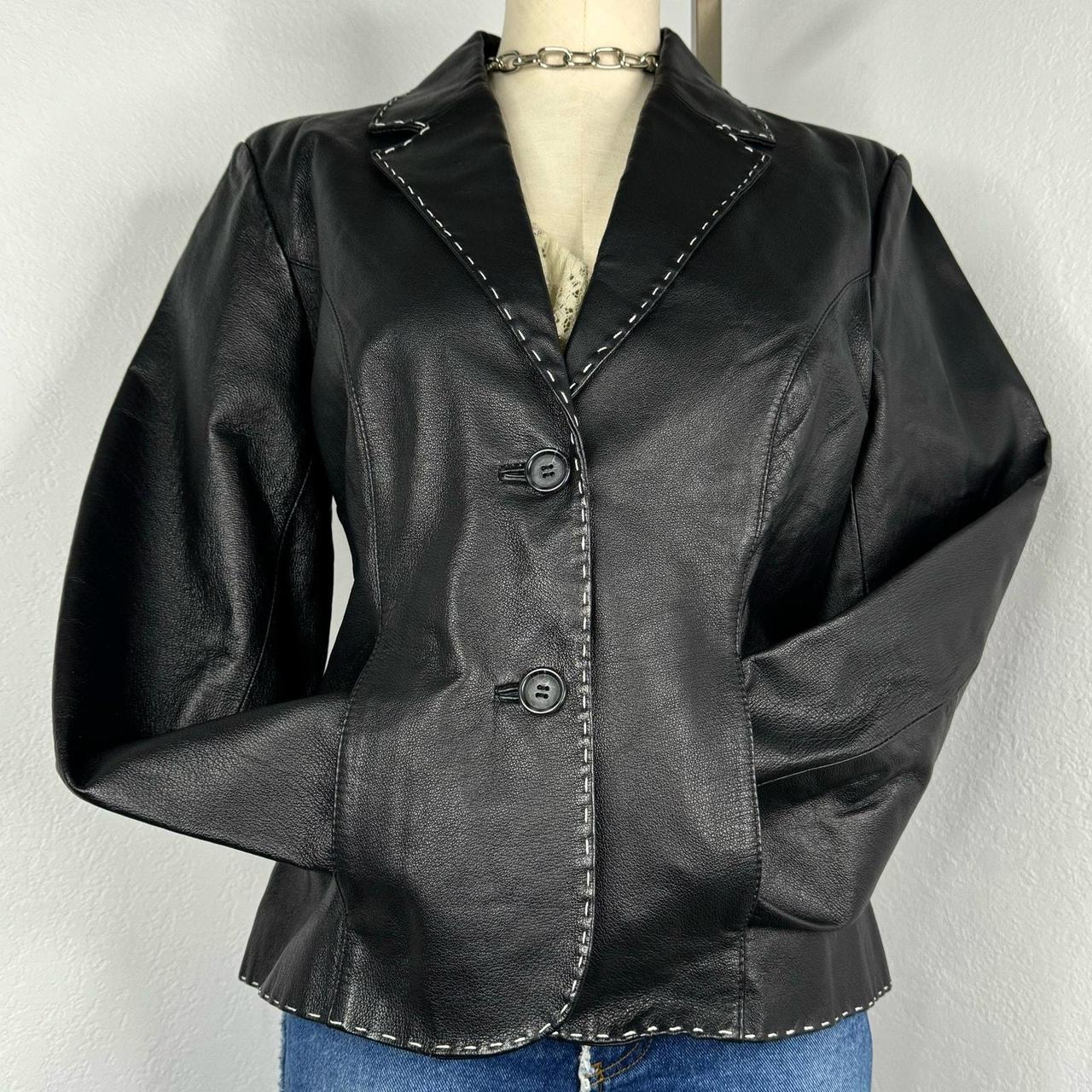 Petite Sophisticate Black Leather Jacket Blazer with. Depop