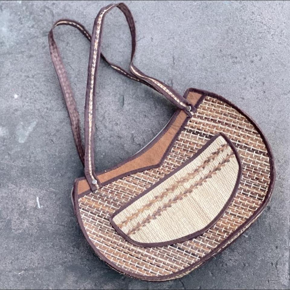 amazing shaped bag made of woven straw FREE - Depop