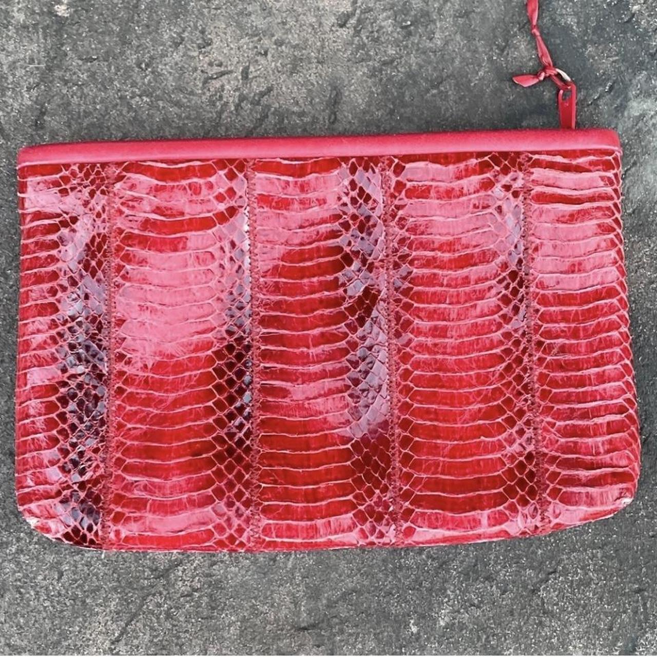 Red snakeskin clutch discount bag