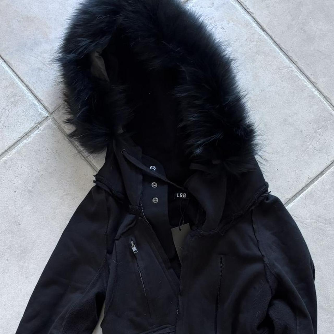 cropped lgb fur parka black