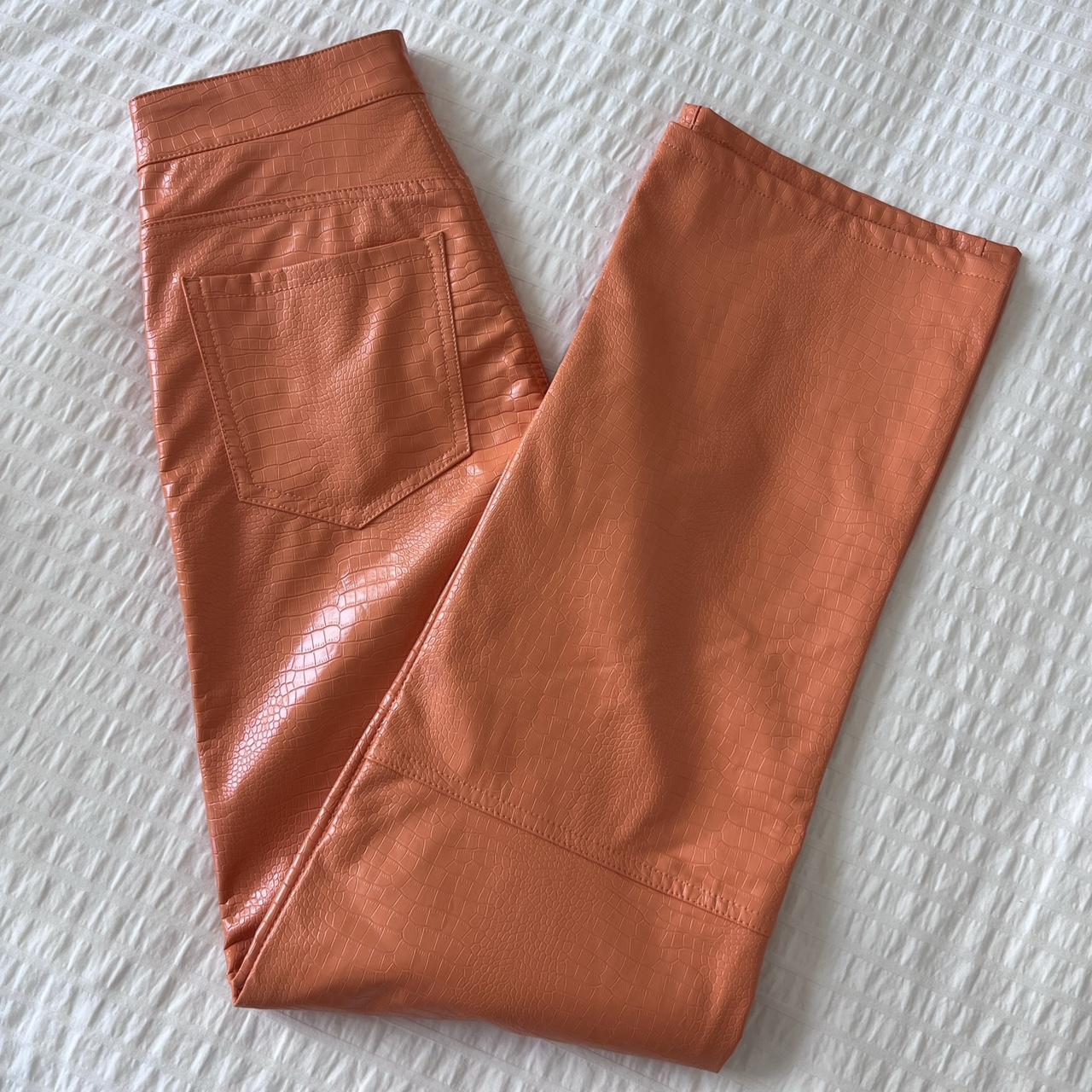 Burnt orange leather store pants