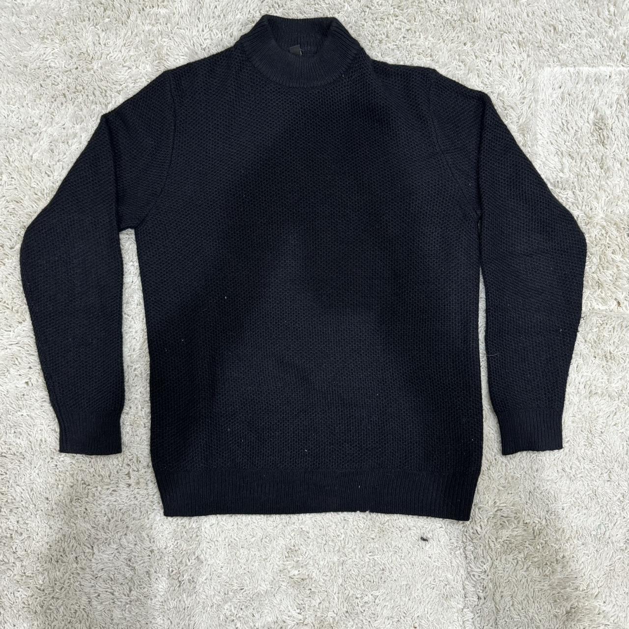 Uniqlo Dark Navy Fisherman Mock Neck Sweater Size... - Depop