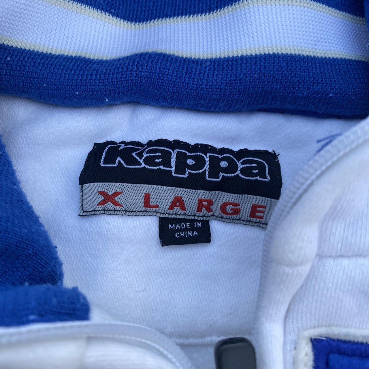 Kappa Greece White & Navy Blue Zip Up Hoodie Size:... - Depop
