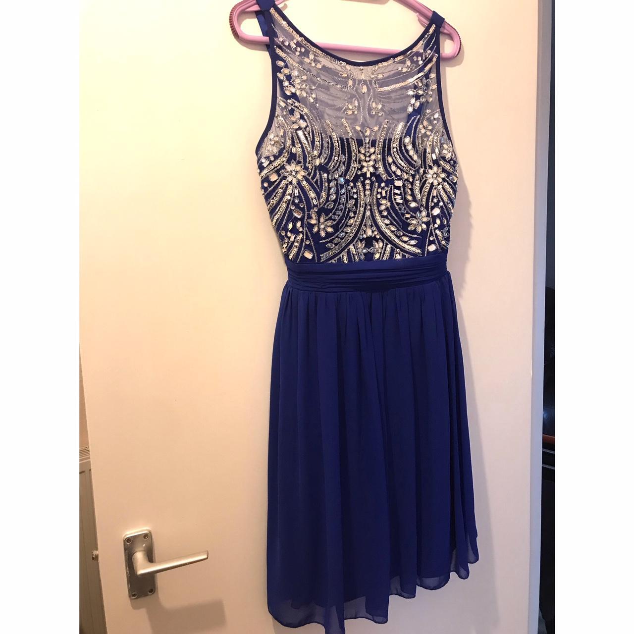 Quiz Women's Blue and Navy Dress | Depop