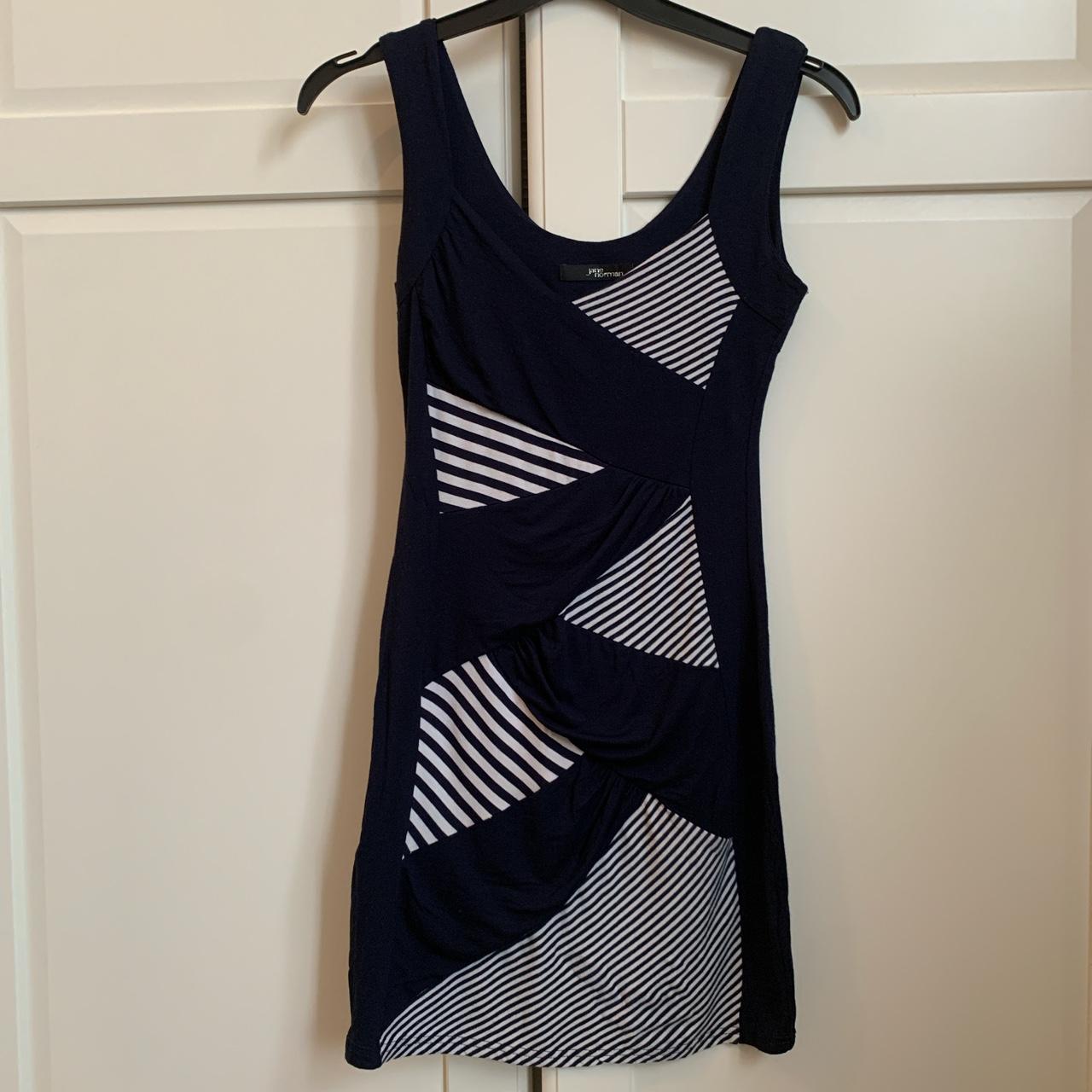 Jane Norman navy blue stripe dress Body con... - Depop