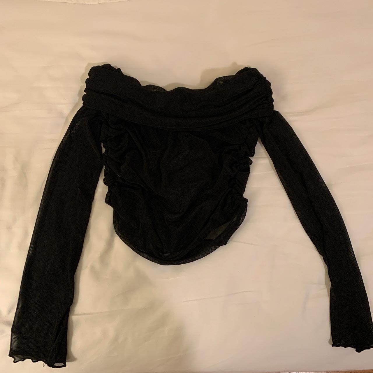 off the shoulder mesh long sleeve princess polly... - Depop