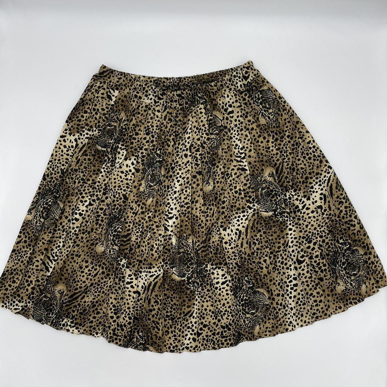 Vintage Hidden Leopard Faces Pleated Skirt Animal. Depop