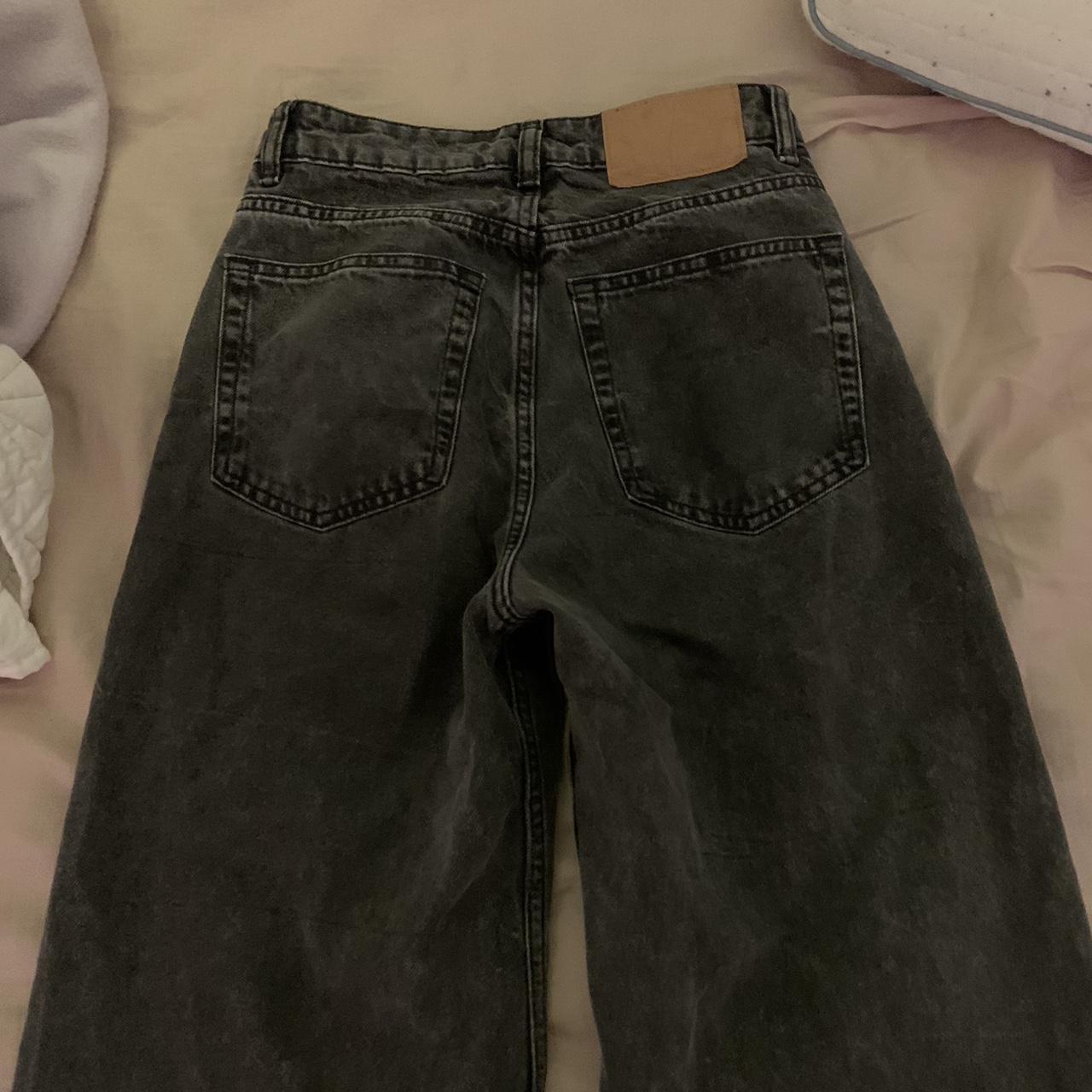 Dark, grey, flare pants. These fit great for people... - Depop