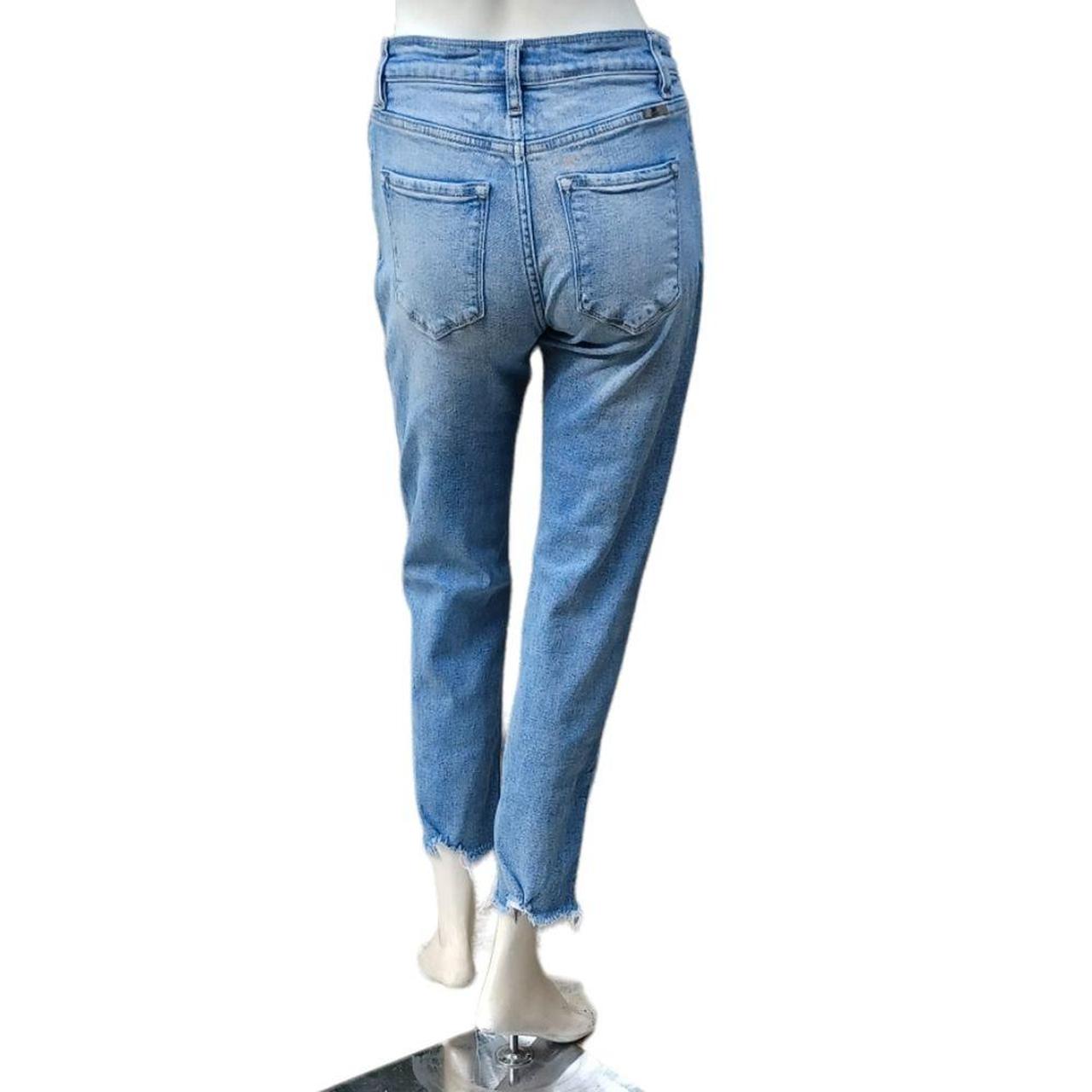 Light Wash Denim Stretch Denim Factory Distressed... - Depop