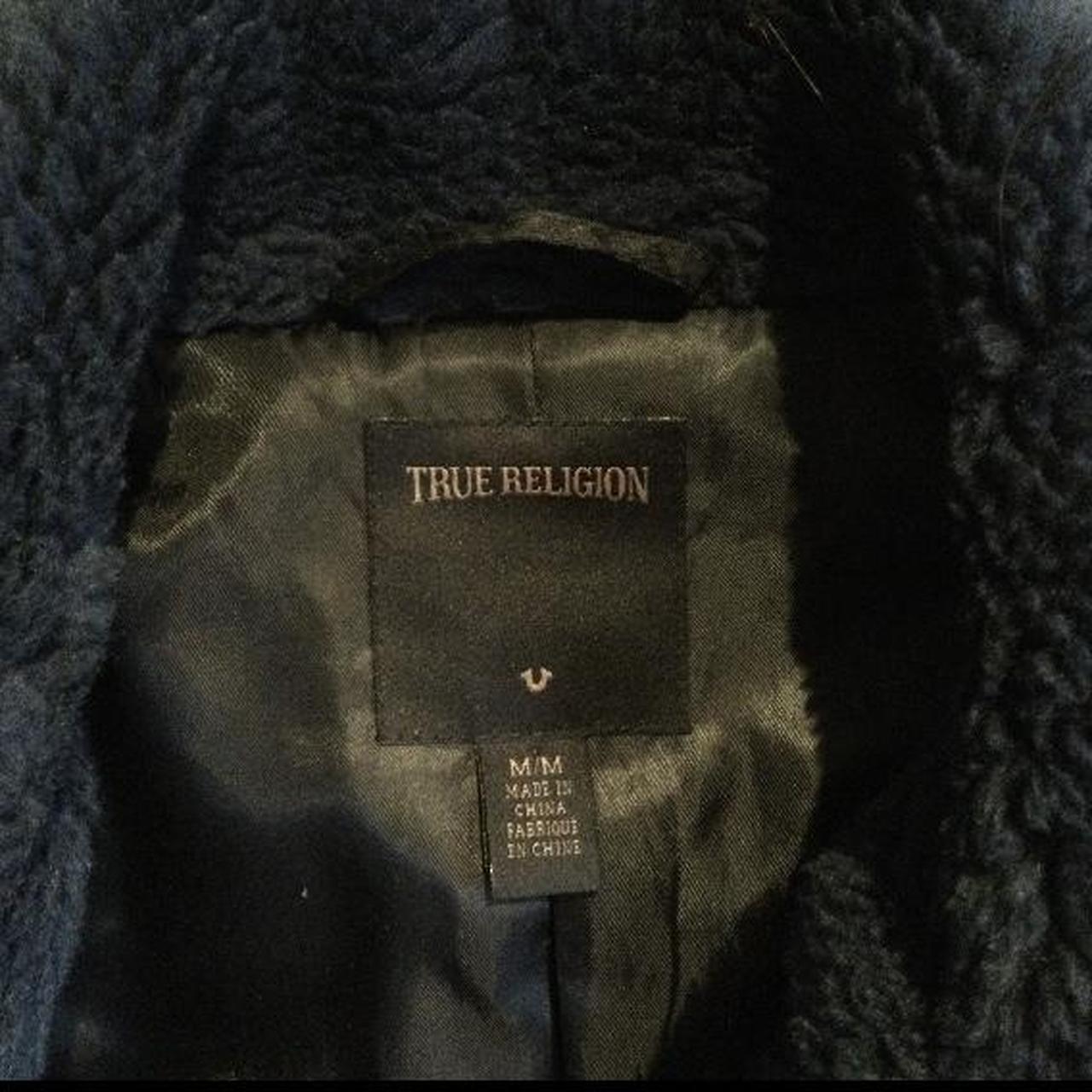 True Religion faux fur jacket with silk... - Depop