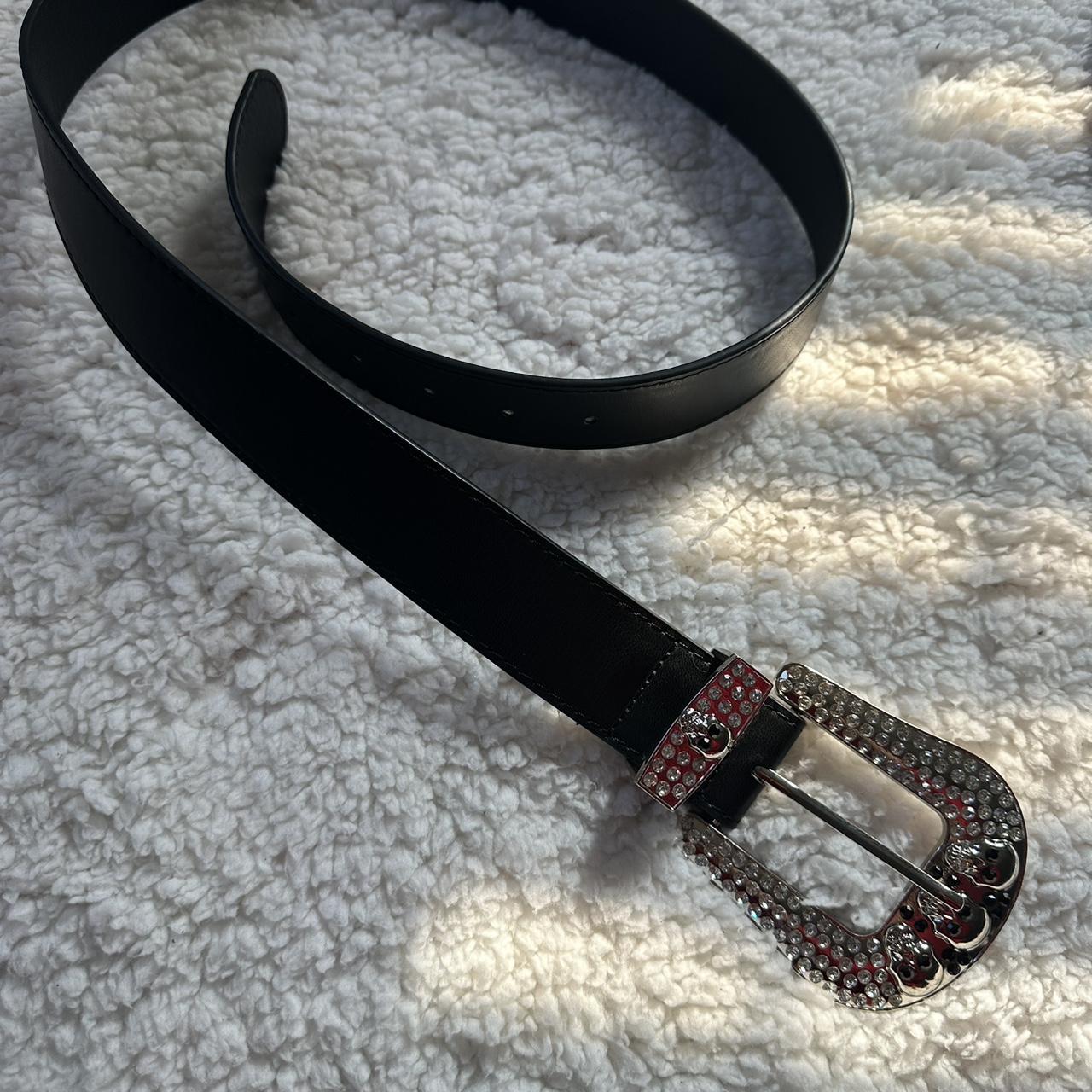 Ed Hardy Belt. Y2K 2000s chrome skull rhinestone | Depop