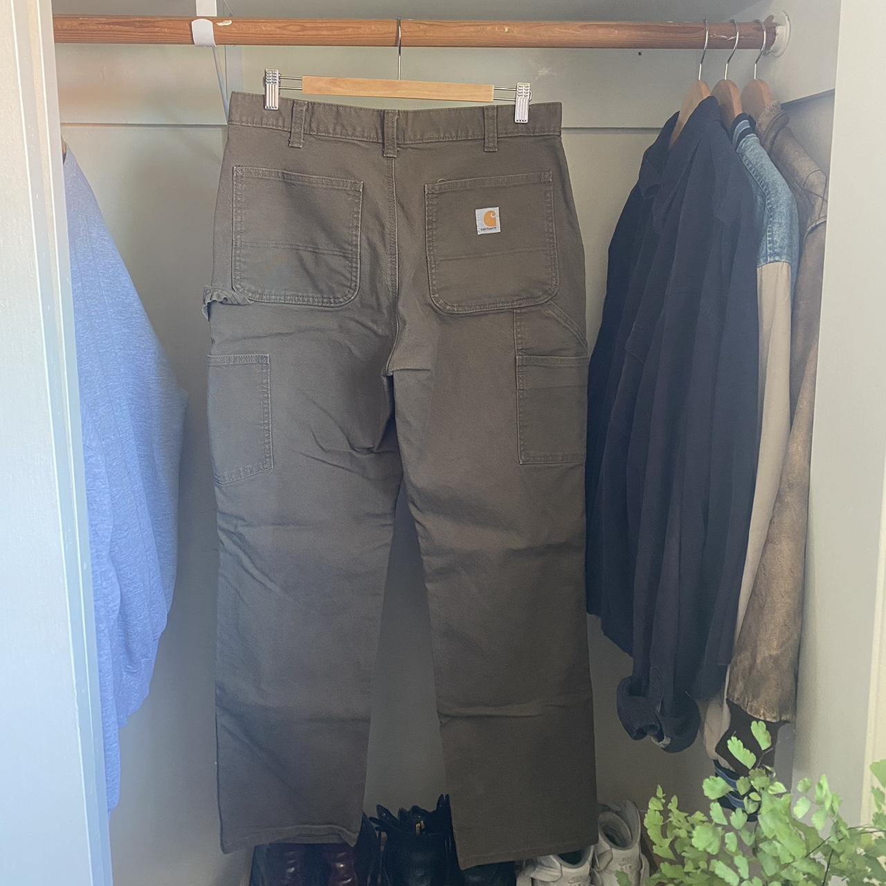 Carhartt army green/brown relaxed fit worker... - Depop