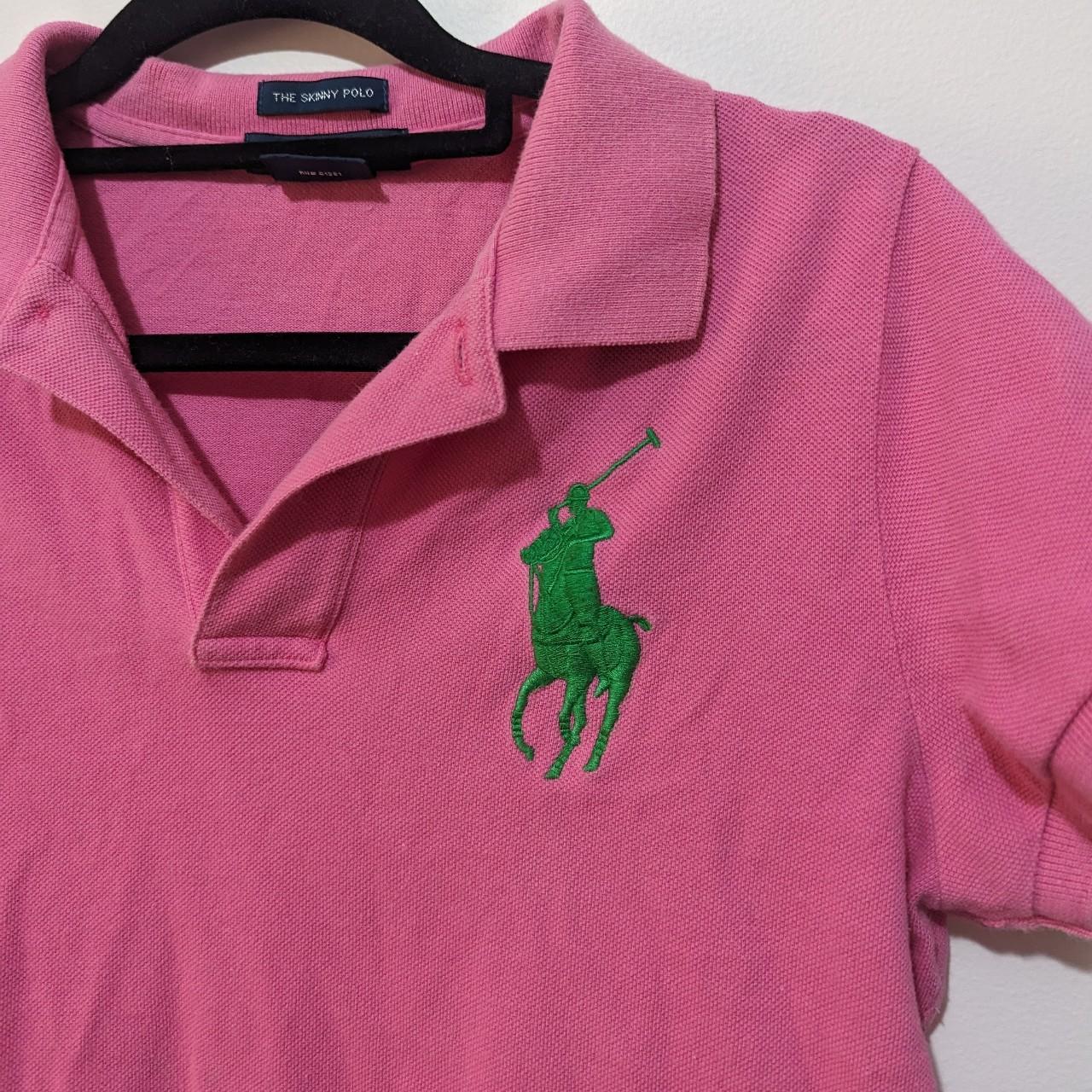 Ralph Lauren polo Bright Barbie pink with green... - Depop