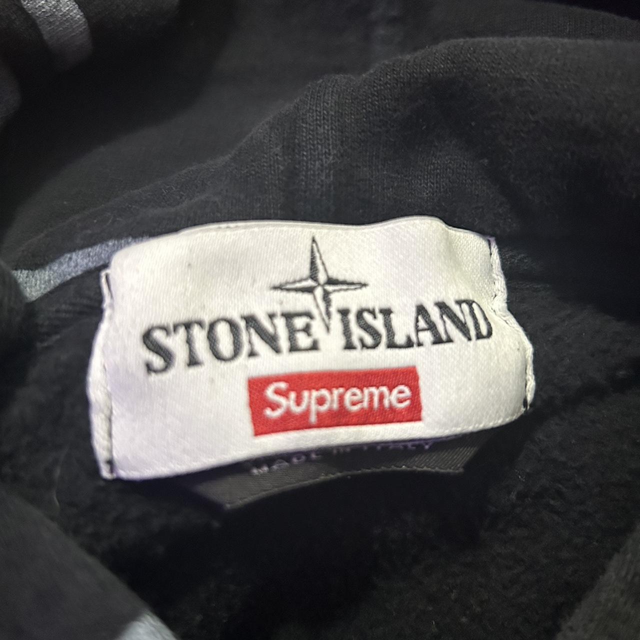 Rare Black Supreme stripe text hoodie, Size: M, Flaw