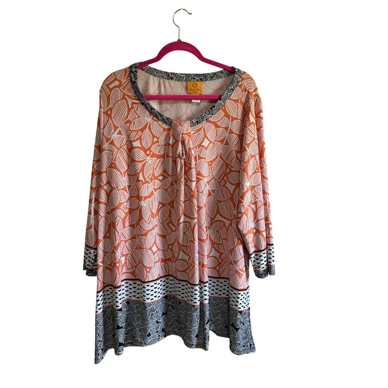 Ruby Rd. Women's Blouse - Orange/White - 3XL – Ru… - image 1