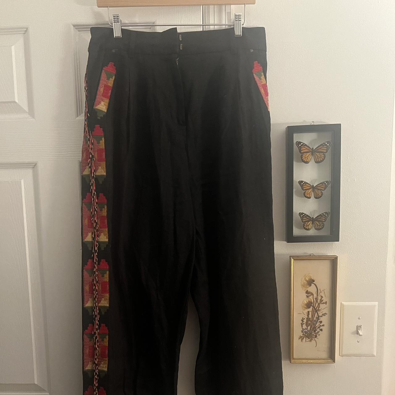 Farm Rio Black Beaded Carrot Pants, Size - Depop