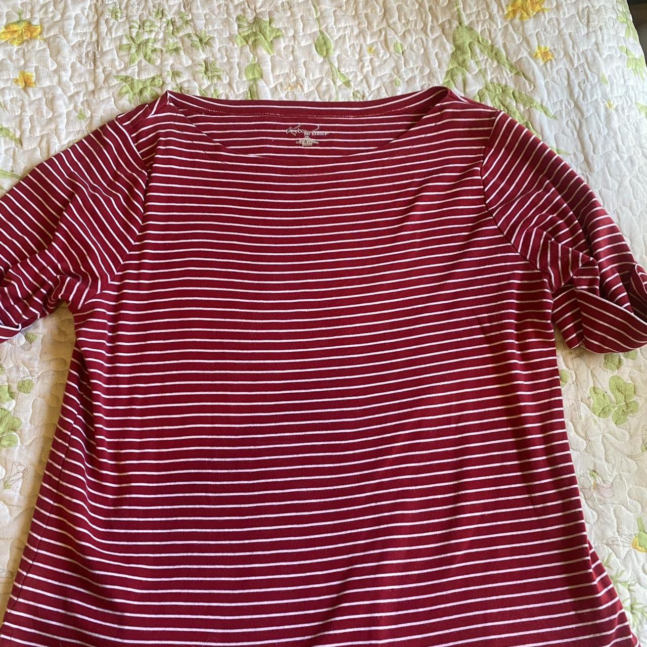 Women's Red and White Shirt | Depop