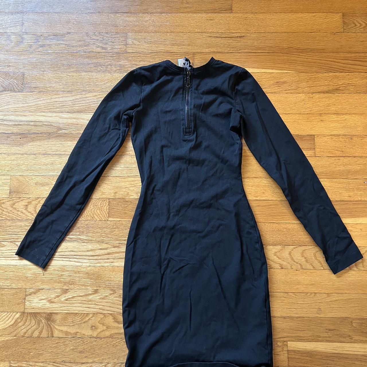 aym studio black mini dress w zipper detail size... Depop