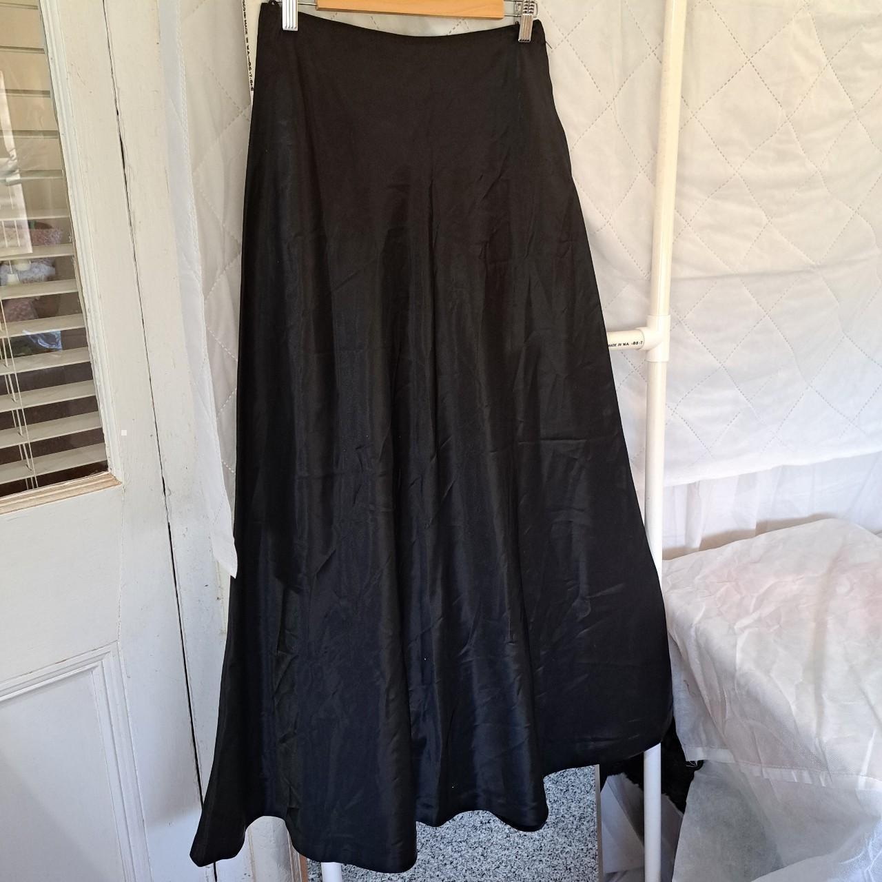 Beautiful quality black satin maxi skirt with side... - Depop