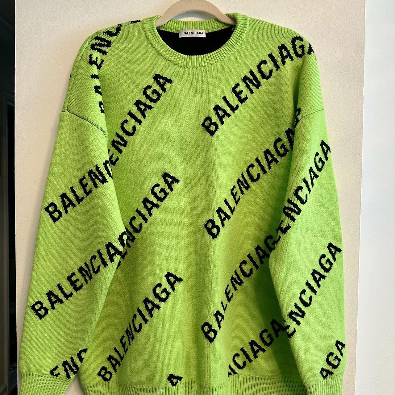 Balenciaga Green Pullover Crewneck Sweater Size. Depop