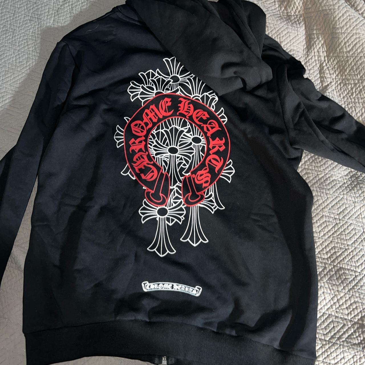 Chrome Hearts Men's Black and Red Hoodie | Depop