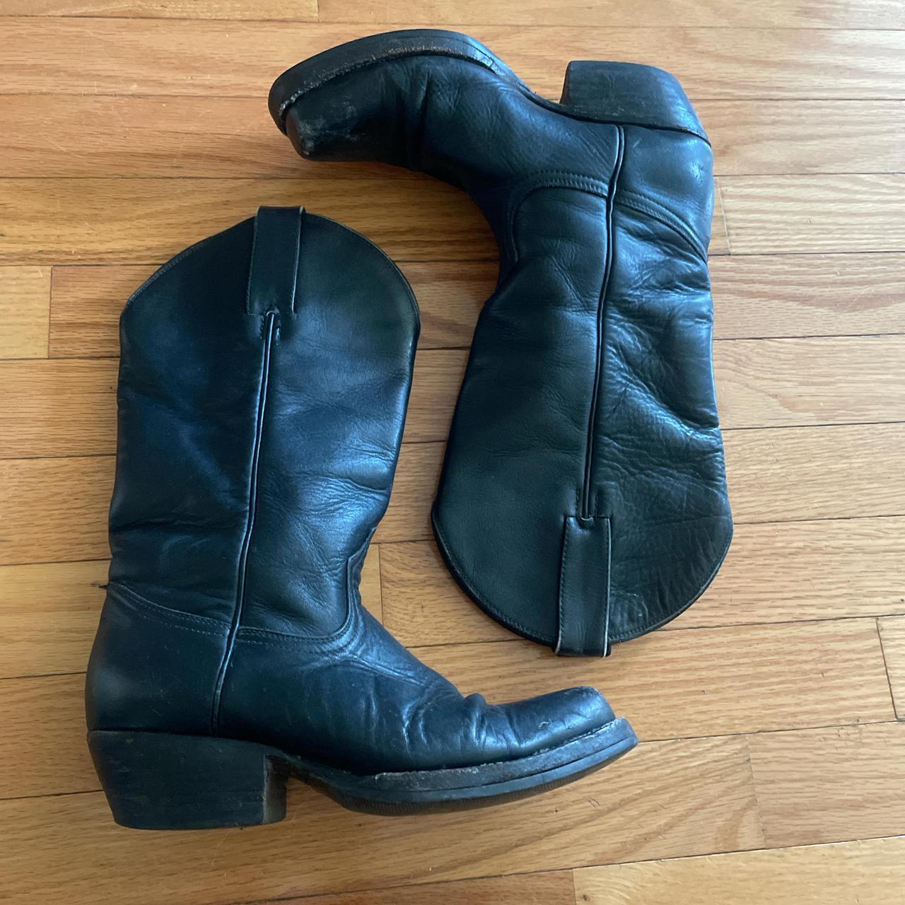 Chaparro leather black square toe boots size 7. Depop