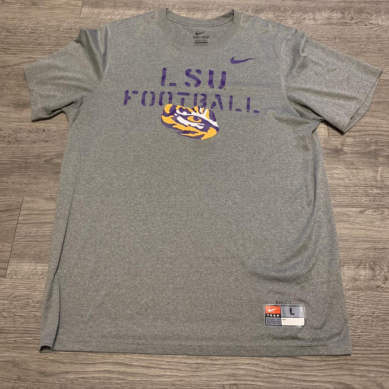 LSU Tigers Nike Dri-Fit Gray Short Sleeve T-Shirt Mens Sz Medium