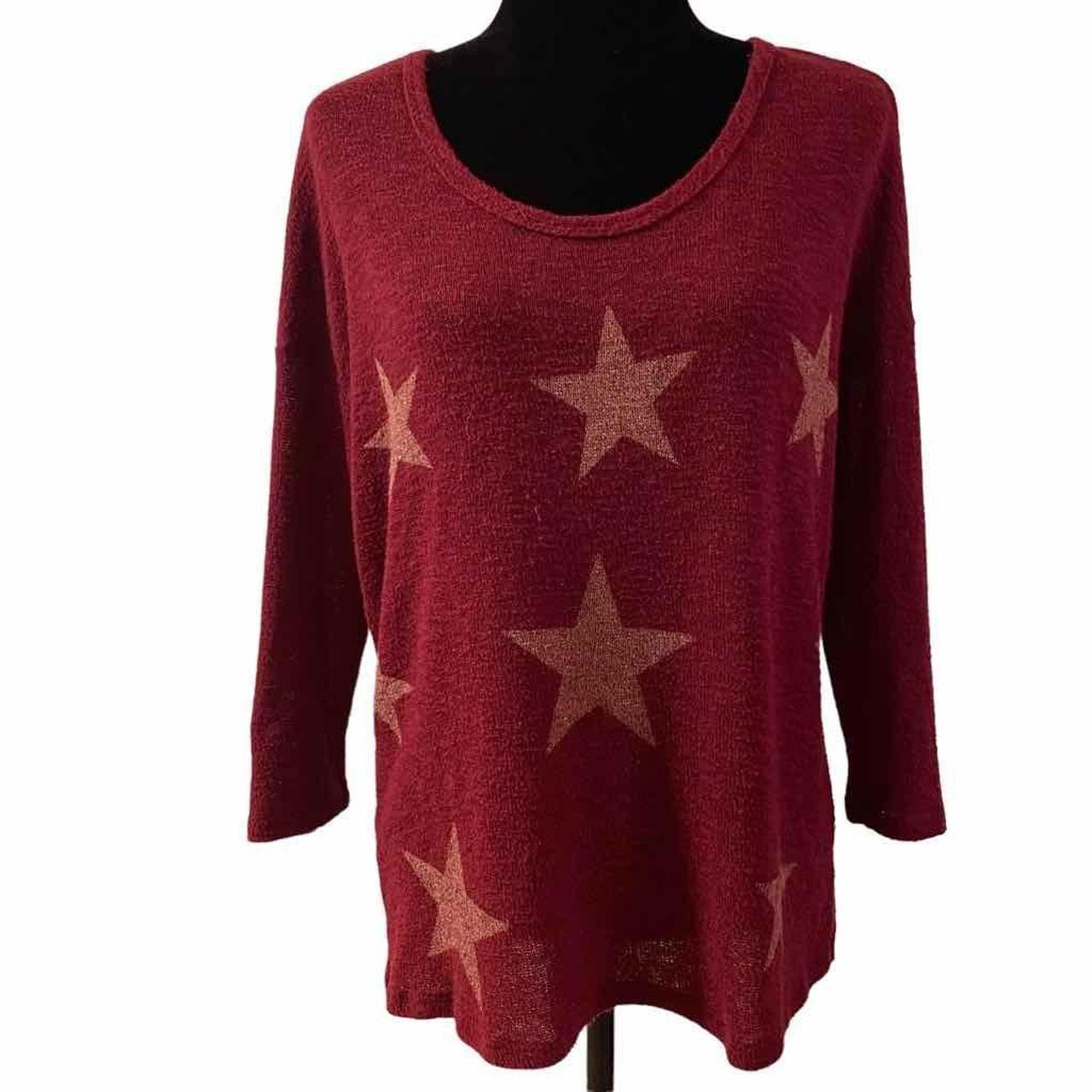 Charming Charlie Women's Red and Cream Jumper Depop