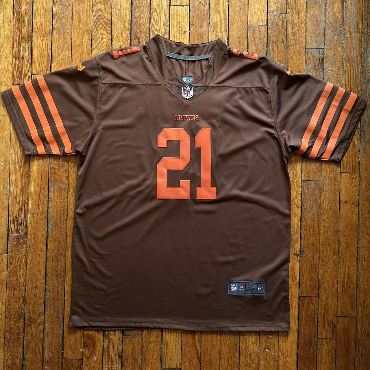 Men's Nike Denzel Ward Brown Cleveland Browns Vapor Limited Jersey