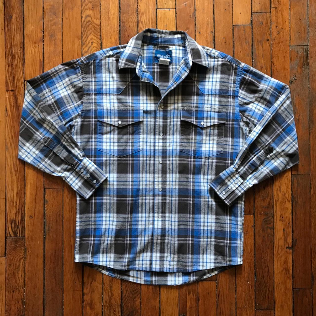 Vintage 90s Wrangler Western Shirts Men's Blue White...