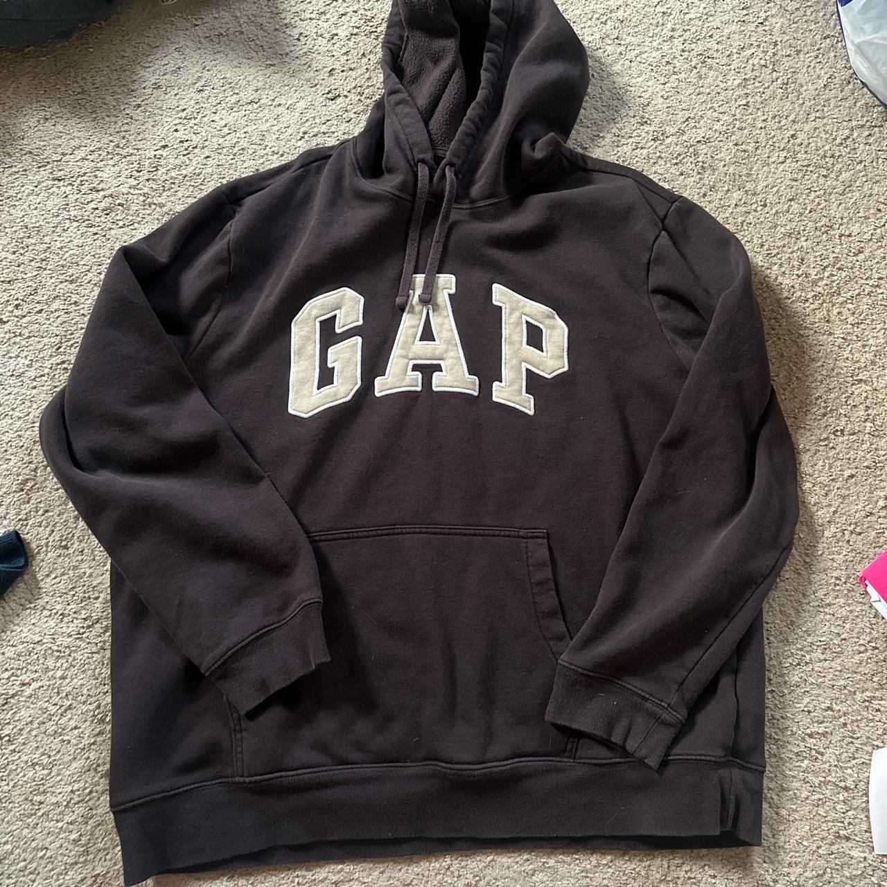 Gap Men's Brown and Cream Hoodie | Depop