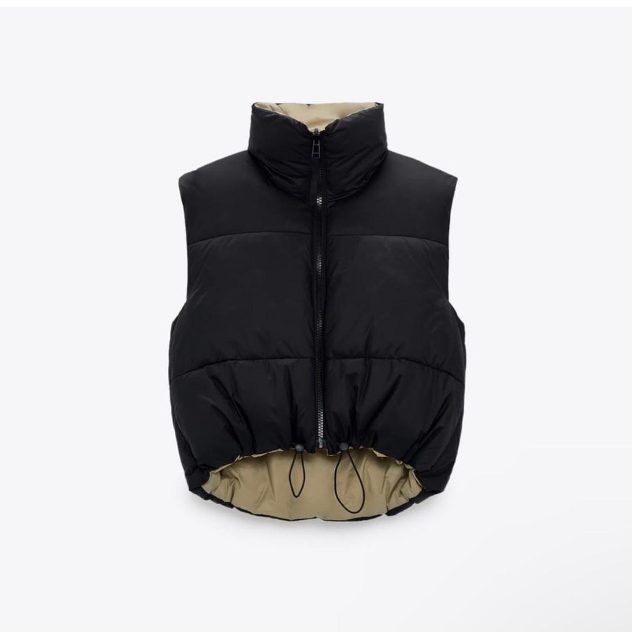 ZARA Reversible Puffer Vest in Black/Tan 🎓,