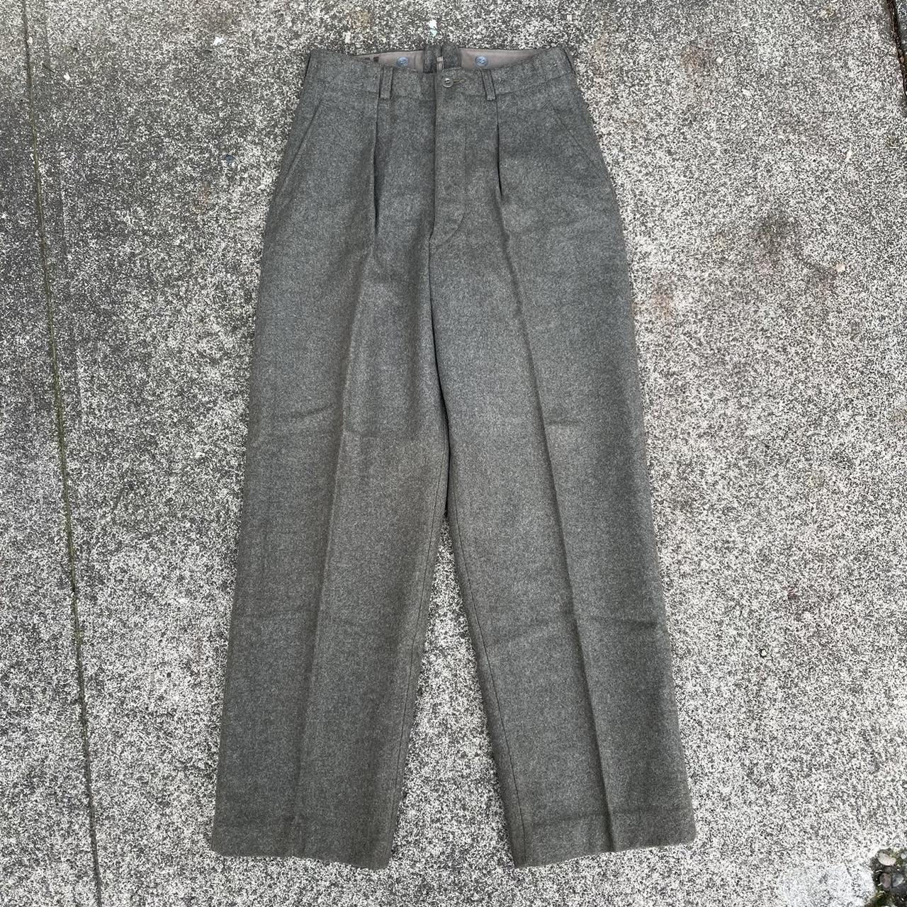 Vintage 1950s Green Wool Military Pants Great fit... - Depop