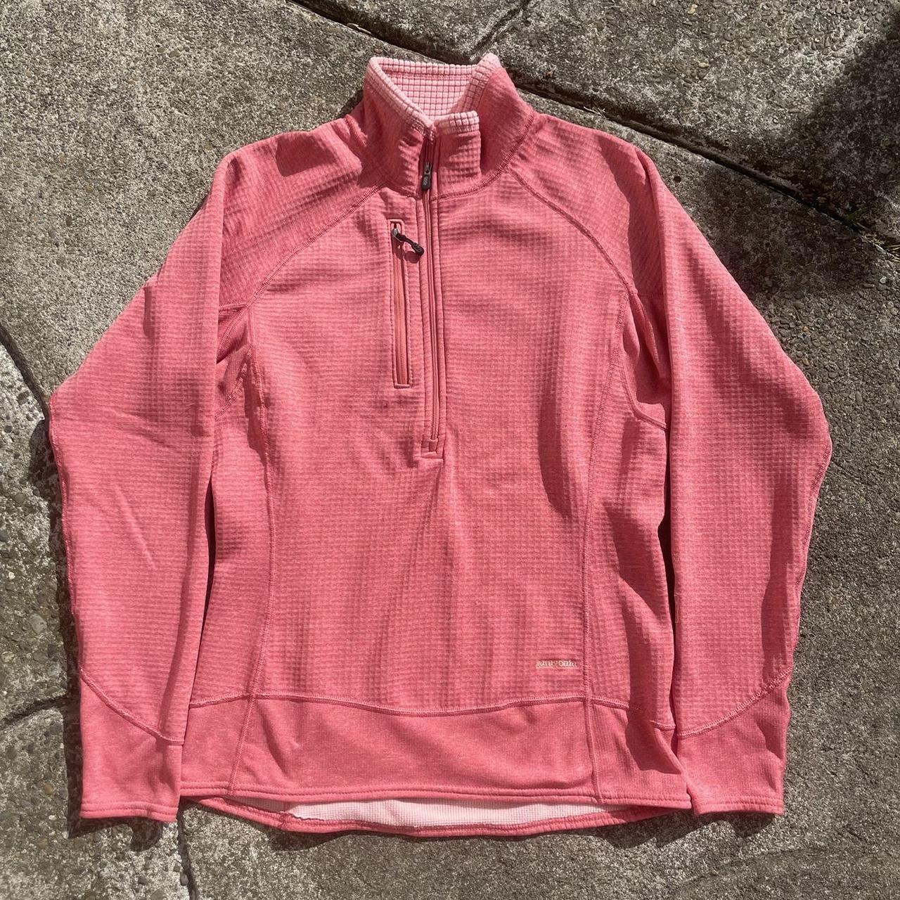 Pink Patagonia Zip Up Sweater Good color Size... - Depop